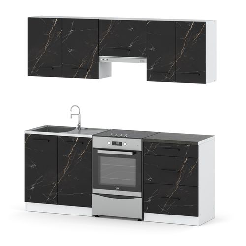 Kuchnia Modułowa Nowoczesna Z Blatem Pojemna 2m Pojemna Biała San Sebastian na Arena.pl