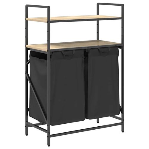 Kosz na pranie 2 przegrody z półkami, dąb sonoma na Arena.pl