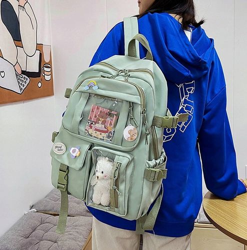 Plecak Szkolny ZIELONY Kl 1-3 z Misiem Przypinki Tornister dla Dziewczynki na Arena.pl