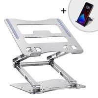 zestaw podstawka pod laptopa aluminiowa + podstawka do smartfona - srebrna