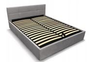 Łóżko z pojemnikiem 160x200 Quadro tapicerowane stelaż zagłówek szare