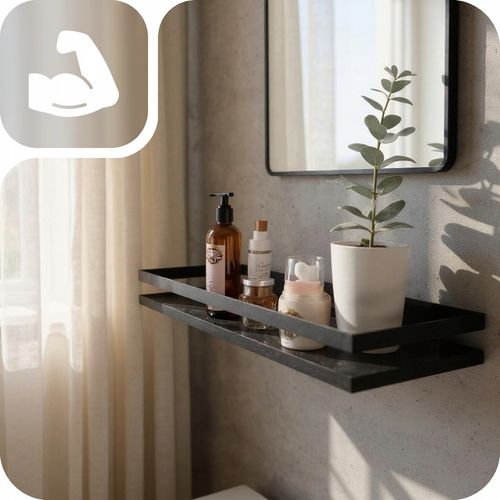 PÓŁKA ŁAZIENKOWA NA KOSMETYKI KUCHENNA CZARNA NA ŚCIANĘ XL 30cm LOFT na Arena.pl