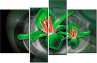 130CM 85 OBRAZ 4 ELEM ZIELONE KOSMICZNE KWIATY JAKUB BANAŚ ŚCIENNY