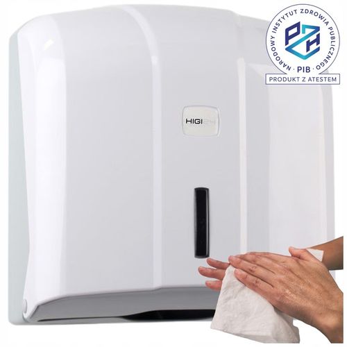 Pojemnik Dozownik Podajnik ręczniki papierowe ZZ Biały Naścienny ATEST PZH na Arena.pl