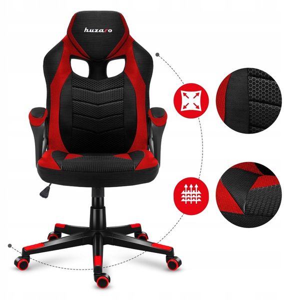 Fotel Gamingowy HUZARO FORCE 2.5 Red Mesh zdjęcie 7