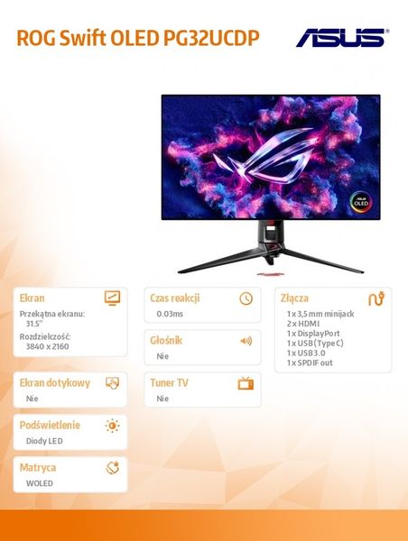 Monitor LED 32" ASUS ROG Swift PG32UCDP OLED zdjęcie 3