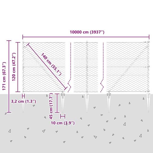Ogrodzenie z słupkami Szary 1.2 x 100 m Stal pokryta PCV na Arena.pl