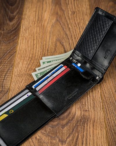 czarny portfel męski skórzany forever young® z przeszyciem na Arena.pl