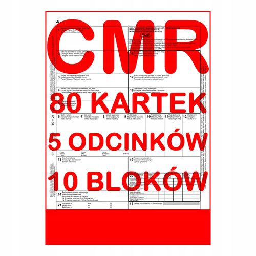 CMR List Przewozowy 80 kartek - 5 odcinków - 16 kompletów - 10 szt. na Arena.pl