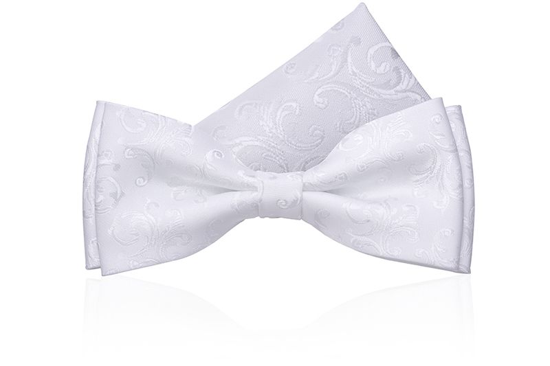 Mucha Żakardowa z Poszetką, biała z tłoczonym wzorem zdjęcie 1