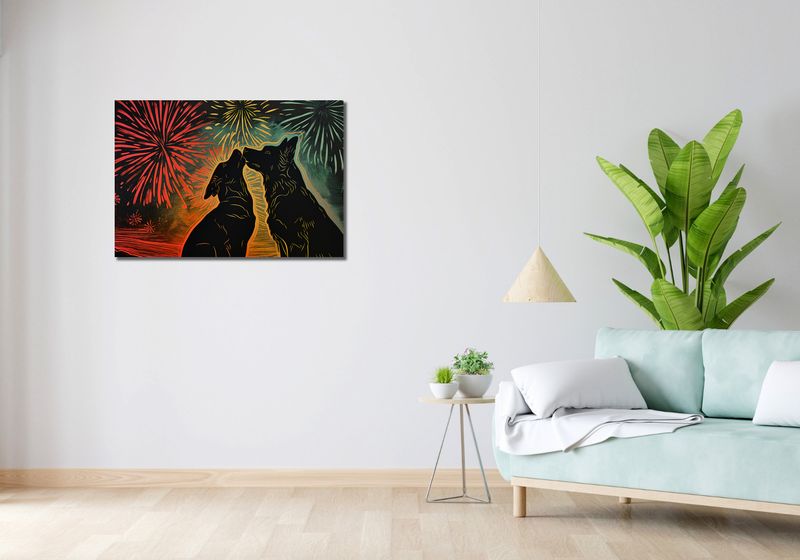 Obraz 90x60cm Psi Uścisk zdjęcie 2