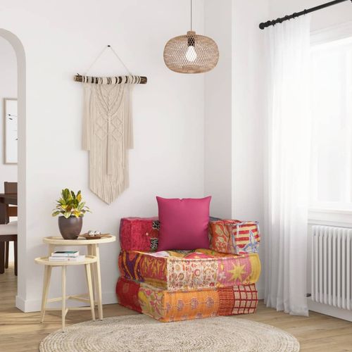 Puf modułowy z patchworkowych poduszek, tkanina na Arena.pl