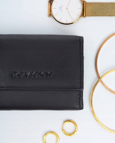 elegancki portfel damski na zatrzask ze skóry naturalnej - rovicky na Arena.pl