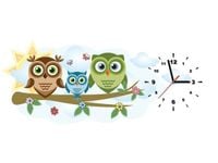 100X40CM ZEGAR TRZY SOWY DRZEWIE OBRAZ