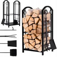 STOJAK NA DREWNO KOMINKOWE ZESTAW KOMINKOWY 5W1 NARZĘDZIA DO KOMINKA PIECA