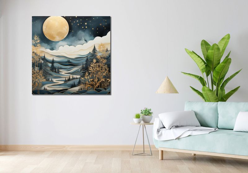 Obraz 100x100cm Szepty Nocnego Lasu zdjęcie 2