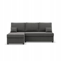 KANAPA NAROŻNIK KEMI SZARY Rogówka Rozkładana z Funkcją Spania PIANKA