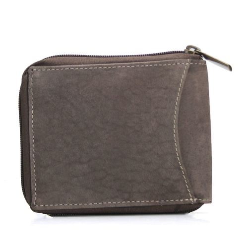 portfel męski poziomy z nubuku wild tiger - ciemnobrązowy na Arena.pl