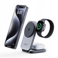 Aukey Bezprzewodowa Magnetyczna Ładowarka Indukcyjna MagFusion 3w1 Qi2 15W