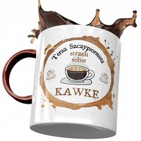 Kubek Bordowy Szczypiornisty Strzeli Sobie Kawkę Z Nadrukiem Ze Zdjęciem