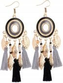 Złote Kolczyki Frędzle Wiszące Chwost Boho Vintage  B14_Czarny