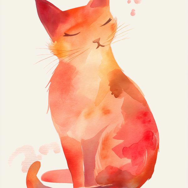 Plakat 90x90cm Akwarelowy Kot zdjęcie 1