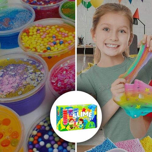 SLIME WIELKI ZESTAW DO ROBIENIA GLUTÓW 128W1 IDEALNY PRZENT DLA DZIECI XXL na Arena.pl