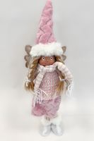 Skrzat Krasnal Gnom Stojący Świąteczny Ozdoba Prezent na Święta - Różowy