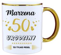 KUBEK PREZENT NA 50 URODZINY KOBIETY KOLEŻANKI MAMY Z DOWOLNYM IMIENIEM