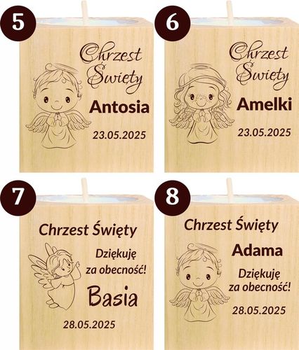 Podziękowanie dla Gości Komunia Chrzest piękny świecznik 10 szt grawer na Arena.pl