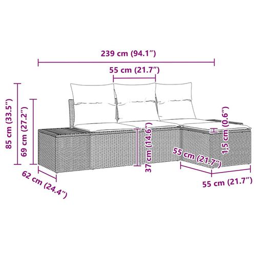 Zestaw Sof na Ogród 4 pcs Brązowy Polirattan na Arena.pl