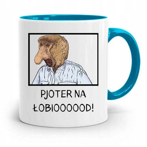 Kubek Błękitny Nosacz Janusz Pjoter Na Łobioood! Z Nadrukiem Ze Zdjęciem na Arena.pl