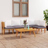 Emaga 5-cz. zestaw wypoczynkowy do ogrodu, z poduszkami, akacjowy