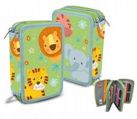 Piórnik szkolny z wyposażeniem saszetka trzykomorowy Into the Jungle