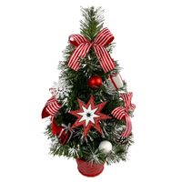 Choinka sztuczna w doniczce z ozdobami udekorowana 40 cm CZERWONA