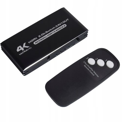 SWITCH HDMI 2.0 3x1 PRZEŁĄCZNIK ROZDZIELACZ ULTRA HD HDCP 2.2 HDR10 4K/60HZ na Arena.pl
