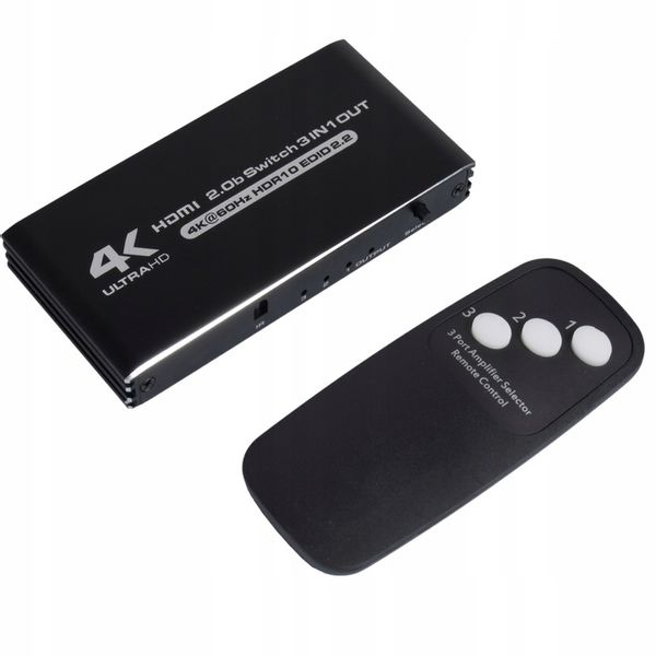 SWITCH HDMI 2.0 3x1 PRZEŁĄCZNIK ROZDZIELACZ ULTRA HD HDCP 2.2 HDR10 4K/60HZ zdjęcie 7