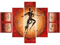 70 100CM OBRAZ 5 ELEM AFRYKAŃSKI TANIEC DRUK PŁÓTNO