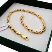 BRANSOLETKA ZŁOTA SPLOT KRÓLEWSKI SREBRO PR.925 DLA DZIEWCZYNKI + DEDYKACJA