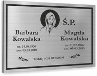 TABLICZKA NAGROBNA NAGROBKOWA ALUMINIOWA DIBOND UV srebrna złota 30x20