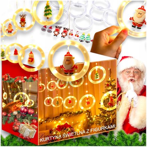 KURTYNA ŚWIETLNA LED GIRLANDA ŚWIĄTECZNA NA OKNO LAMPKI CHOINKOWE SOPLE na Arena.pl