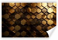 Fototapeta PREMIUM STRUKTURA ZMYWALANA LUKSUSOWE ZŁOTE SZEŚCIOKĄTNE KAFELKI