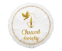 Balon foliowy Chrzest Święty gołąbek i świeca, 45 cm