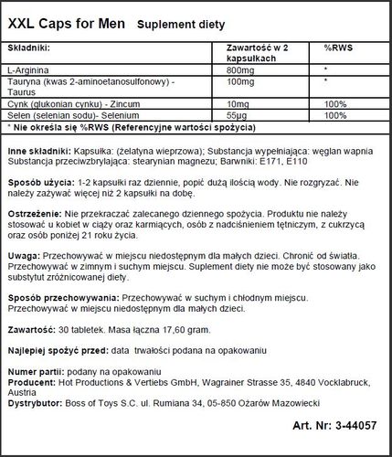 supl.diety xxl caps for men na Arena.pl