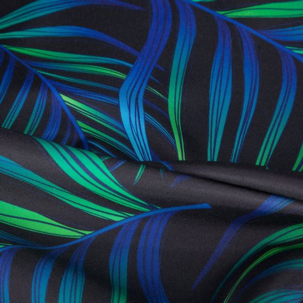 Zasłona gotowa na przelotkach PALMS 140x250 czarna zielona w liście zdjęcie 6