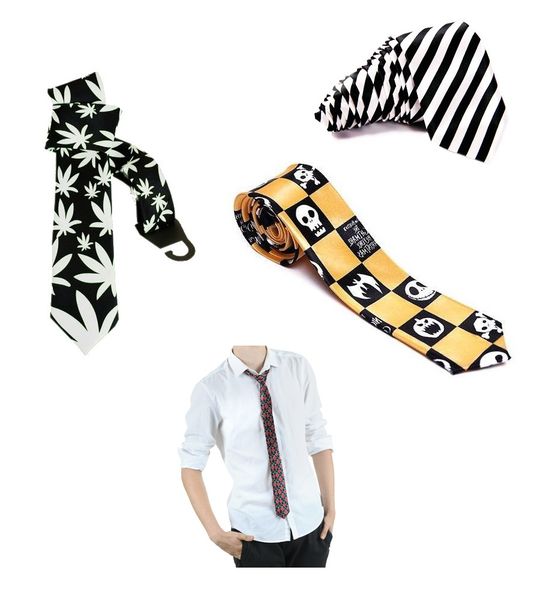 Krawat imprezowy śledź ze wzorem SKULL PIRAT (KSI-108) zdjęcie 2