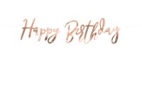 Baner Happy Birthday różowe złoto, 16,5x62 cm girlanda urodzinowa urodziny