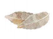 Elegancka spinka automat metalowa dwa listki kolor srebrny 8cm