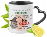 Dla Prezesa Kubek Czarny Z Uszkiem W Kształcie Serca Na Prezent Z Nadrukiem