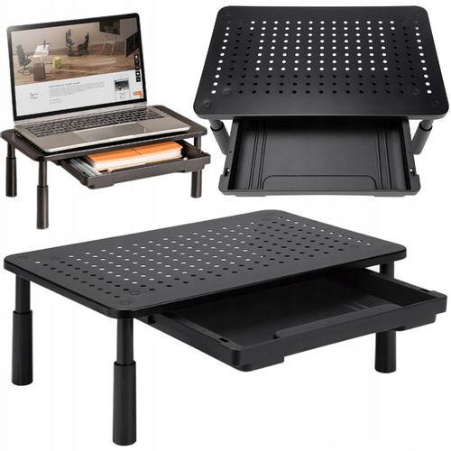 PODSTAWKA POD MONITOR LAPTOPA PODSTAWA PÓŁKA CZARNA REGULOWANA NA BIURKO na Arena.pl